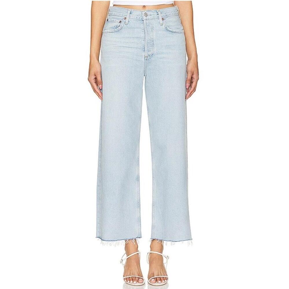 AGolde Ren High Rise Wide Leg Light Blue Jeans Smash Women’s 32 Grunge Designer